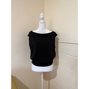 Madden Girl Black Dolman Sleeve Boat Neck Cropped Top Size L